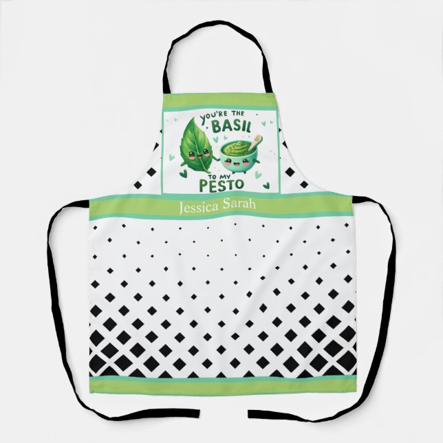 Cute Kawaii Basil and Pesto Apron (Front)
