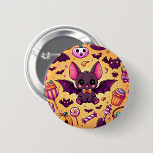 Cute kawaii bat candy halloween 2 inch round button