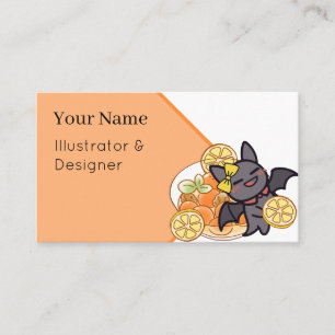 Cute Kawaii Bat with Meatball Soup Business Card