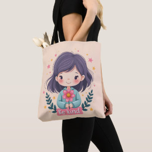 Cute Kawaii "Be Kind" Illustration Tote Bag