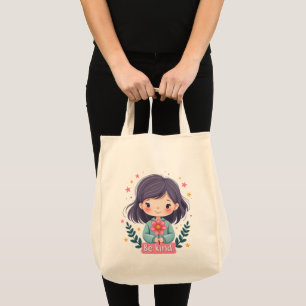 Cute Kawaii "Be Kind" Illustration – Wholesome Art Tote Bag