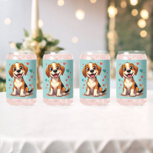 Cute Kawaii Beagle avec Coeurs Jouer Chien