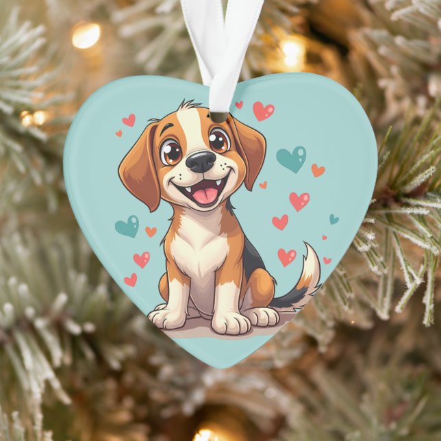 Cute Kawaii Beagle avec Coeurs Jouer Chien (Arbre)