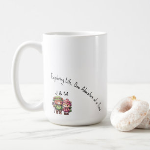 Cute Kawaii Bear Couple Adventure Hiking  Coffee Mug