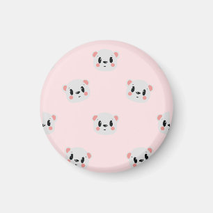 Cute Kawaii Bear Face Pattern on Pastel Pink Magnet
