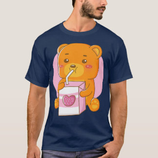 Cute Kawaii Bear Loves Bubble Tea Premium  T-Shirt