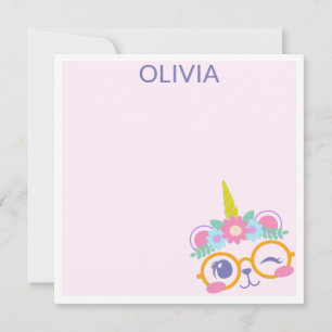 Cute Kawaii Bear Unicorn Face with Flower Crown Card