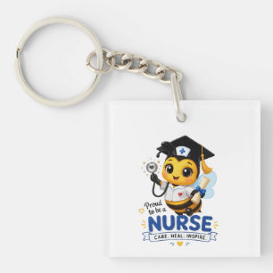 Cute Kawaii Bee Nurse Graduation 2026 Keychain