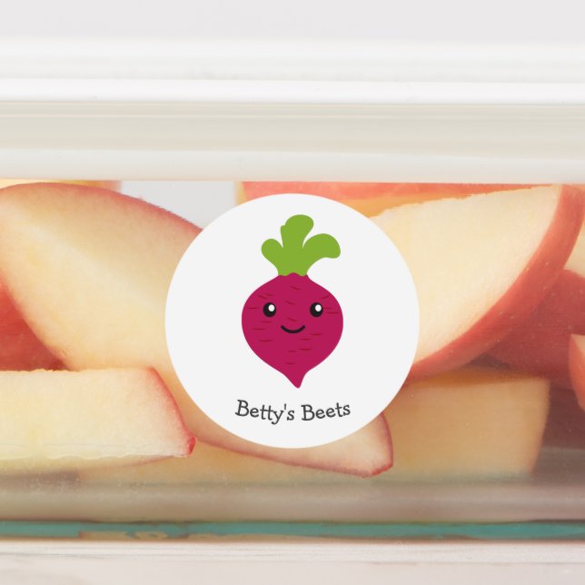 Cute Kawaii Beet Label with Customizable Name (Affixed)