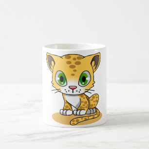 Cute Kawaii Big Eyed Leopard Cub Cartoon Coffee Mu Mug