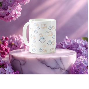 Cute Kawaii Birds and Guinea Pigs.Kawaii vibes for Large Coffee Mug