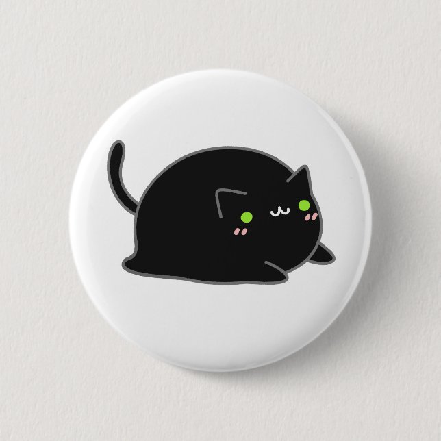 Cute Kawaii Black Cat 2 Inch Round Button (Front)