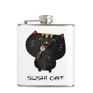 Cute Kawaii Black Sushi Cat Hip Flask