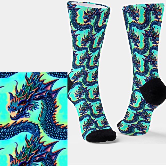 Cute Kawaii Blue Baby Dragon Socks (Creator Uploaded)