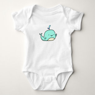 Cute Kawaii Blue Whale Baby Bodysuit