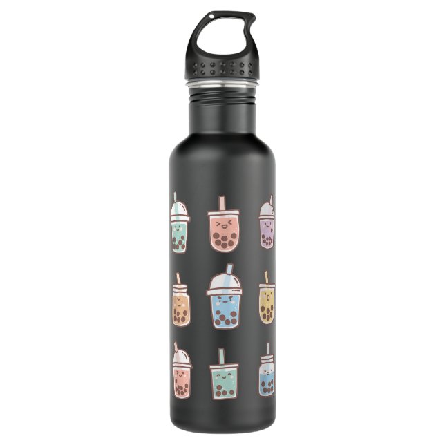 Cute Kawaii Boba Anime Bubble Tea Pastel  710 Ml Water Bottle (Front)