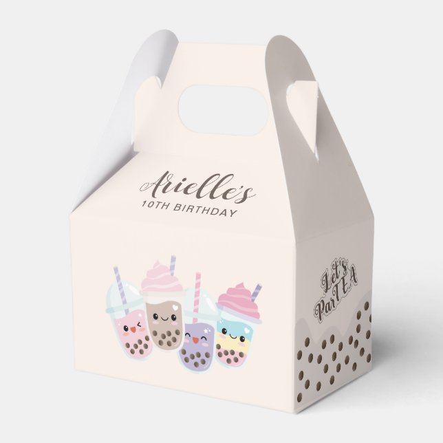 Cute Kawaii Boba Bubble Tea Favor Box (Front Side)