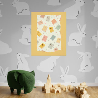 Cute Kawaii Books Glossy Poster