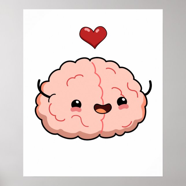 Cute Kawaii Brain Poster (Front)