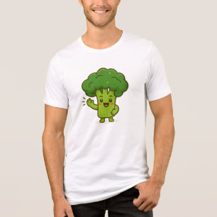 Cute Kawaii Broccoli Character T-Shirt – Funny Veg Tri-Blend Shirt