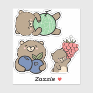 Cute Kawaii Brown Bear with Fruit