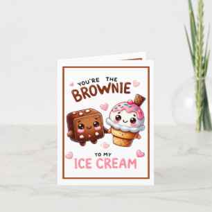Cute Kawaii Brownie and Ice Cream Thank You Card