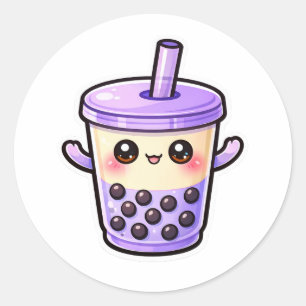 Cute Kawaii Bubble Tea Cup Classic Round Sticker
