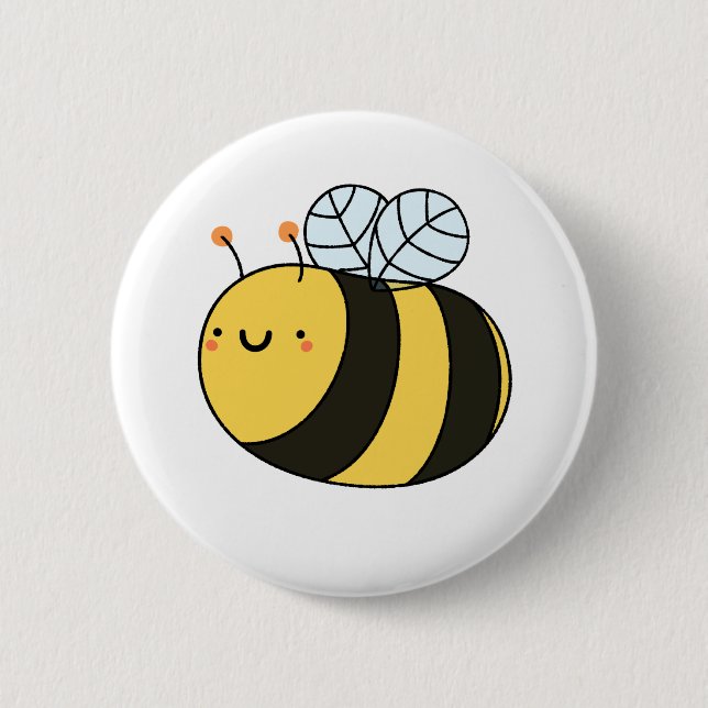 Cute Kawaii Bumble Bee 2 Inch Round Button (Front)