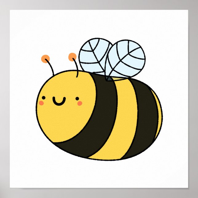 Cute Kawaii Bumble Bee Poster (Front)