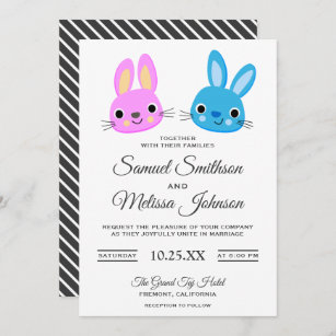 Cute Kawaii Bunny Faire-part de mariage de lapin