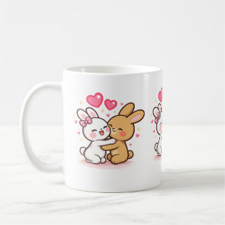 Cute Kawaii Bunny Love Mug – Romantic Rabbit Coupl