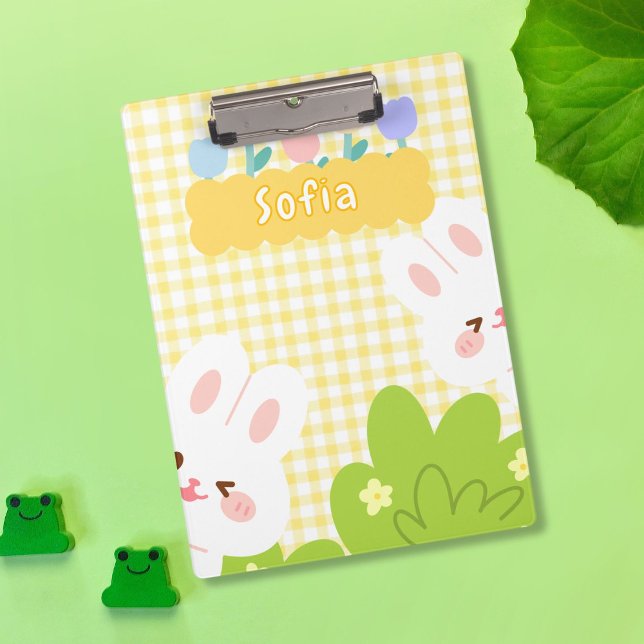 Cute Kawaii Bunny Pastel Spring Flowers Clipboard (Creator Uploaded)