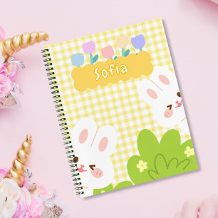 Cute Kawaii Bunny Pastel Spring Flowers Notebook