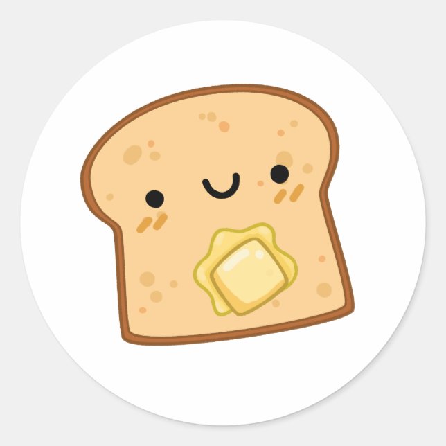 Cute Kawaii Butter Toast Classic Round Sticker (Front)