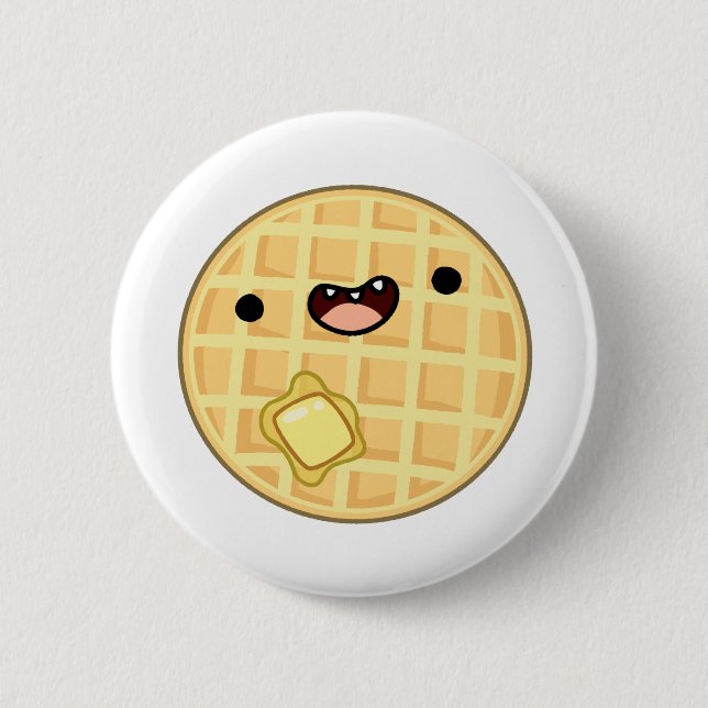 Cute Kawaii Butter Waffle 2 Inch Round Button (Front)