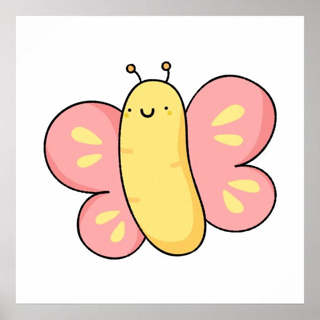 Cute Kawaii Butterfly Poster (Front)