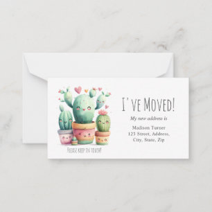 Cute Kawaii Cactus I've Moved  Announcement Card