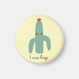 Cute Kawaii Cactus Misses Hugs Magnet