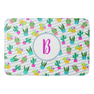 Cute Kawaii Cactus & Potted Succulents Bath Mat