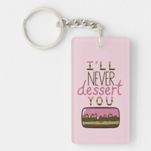 Cute Kawaii Cake dessert with Text Illustration Keychain