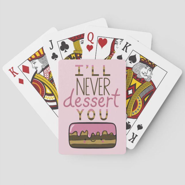 Cute Kawaii Cake dessert with Text Illustration Playing Cards (Back)