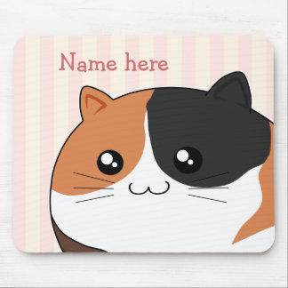 Cute Kawaii Calico kitty cat Mouse Pad