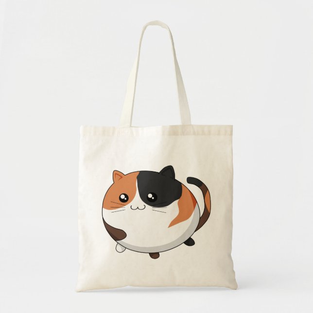 Cute Kawaii Calico kitty cat Tote Bag (Front)