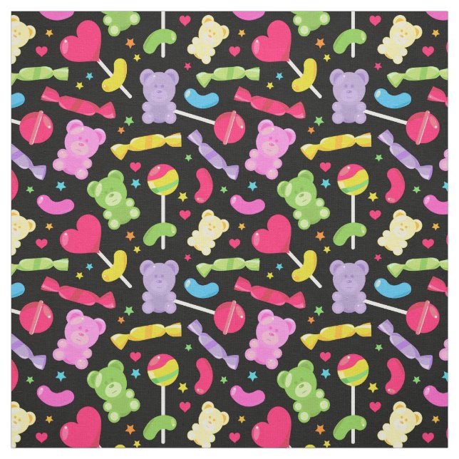 Cute Kawaii Candy Lollipops Pattern Fabric (Swatch)