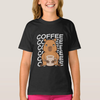 Cute Kawaii Capybara Drinking Coffee T-Shirt
