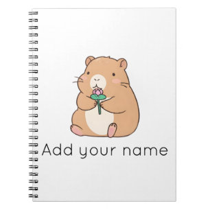 Cute Kawaii Capybara Holding Pink Lotus Flower Notebook