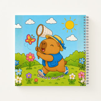 Cute Kawaii Capybara Personalized Name Spiral Note Notebook