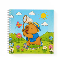 Cute Kawaii Capybara Personalized Name Spiral Note
