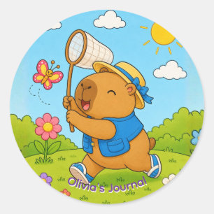 Cute Kawaii Capybara Personalized Name Sticker