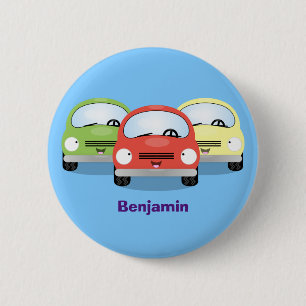 Cute kawaii cars cartoon illustration 2 inch round button